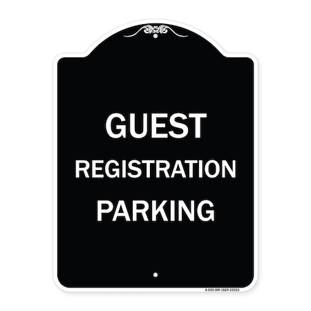 Signmission Guest Registration Parking Heavy-Gauge Aluminum Architectural Sign, 24" x 18", BW-1824-23923 A-DES-BW-1824-23923